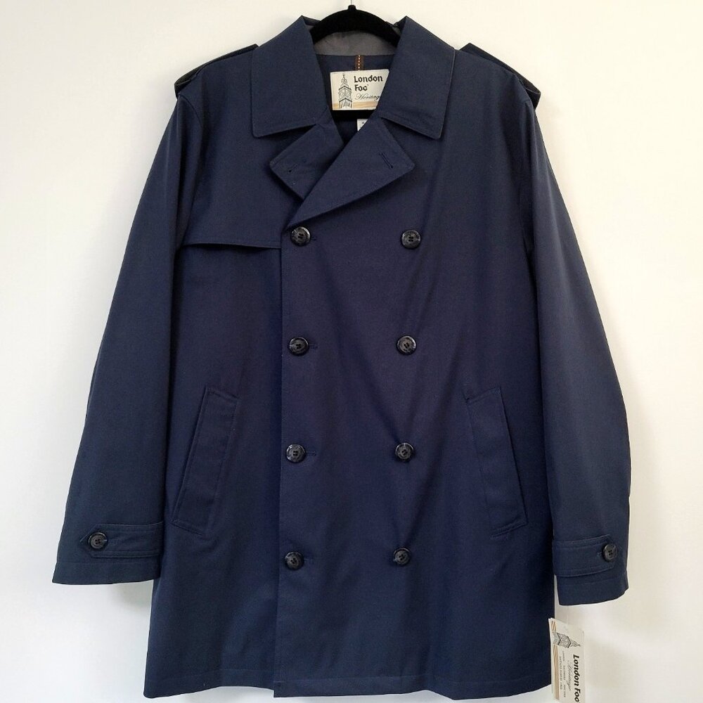 London Fog Heritage Double Breasted Trench Coat Ocean Blue Size Medium NWT